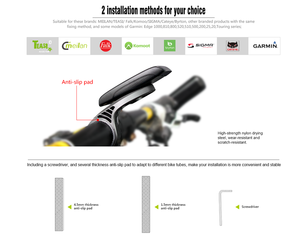 Meilan C2 Universal Bike Computer Handlebar and Stem Mount Set