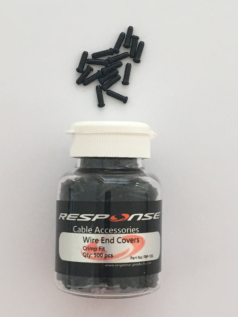 RESPONSE Alloy Bicycle Brake and Gear Cable End Caps - 500 Pcs - Silver & Black