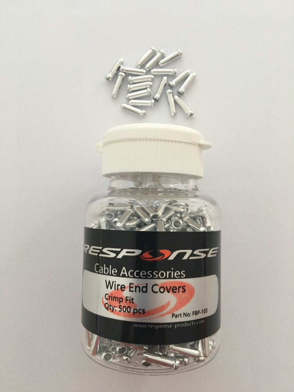 RESPONSE Alloy Bicycle Brake and Gear Cable End Caps - 500 Pcs - Silver & Black