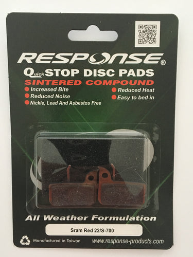 RESPONSE Sintered Disc Brake Pads for SRAM Red 22, Force 22, CX1, Rival 22, S700, Level Ultimate